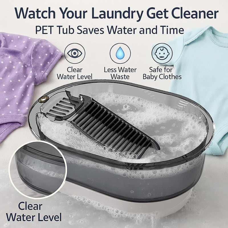 2-in-1 Hand Washing Basin with Washboard - BPA-Free Portable Laundry Tub for Home, Camping, RV,Outdoor - Non-Slip & Durable PET (Gray, 19in) Gray