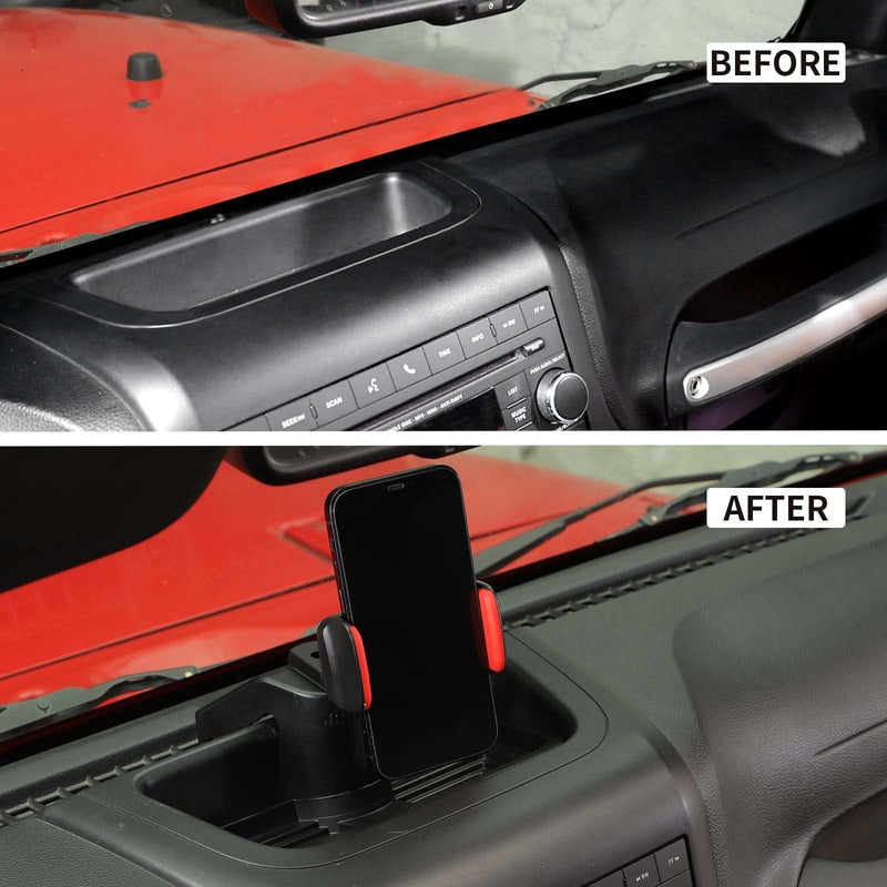Voodonala for Jeep JK Phone Holder with Storage Cell Phone Central Dash Phone Mount with Storage Bin for 2011-2018Jeep Wrangler JK JKU Interior Accessories, Black (Upgraded) Black Update 2012-2017