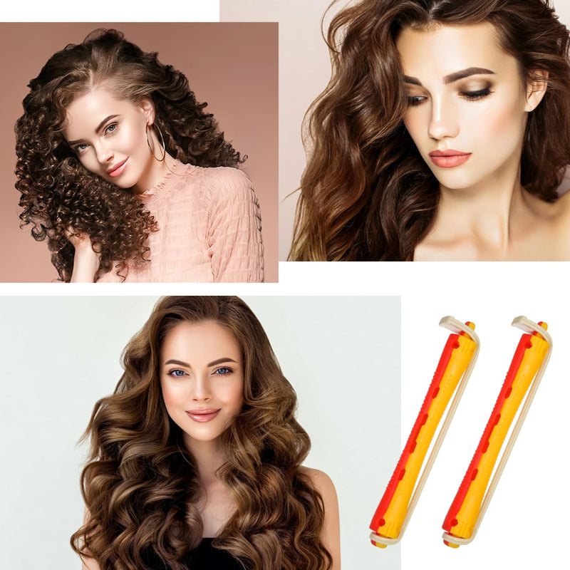 Healeved 24Pcs Hair Perm Rods with Elastic Bands for Women Salon Styling Tool for DIY Curls Wavy Hair and Retro for Home Use
