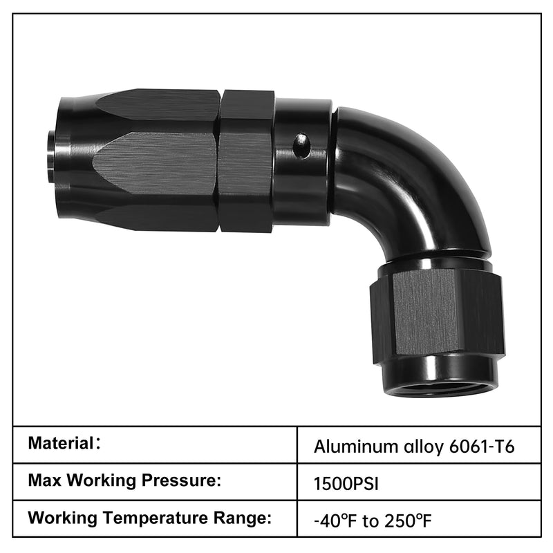 EVIL ENERGY 8AN 90 Degree One Piece Full Flow Hose End Fitting Swivel For CPE Braided Hose