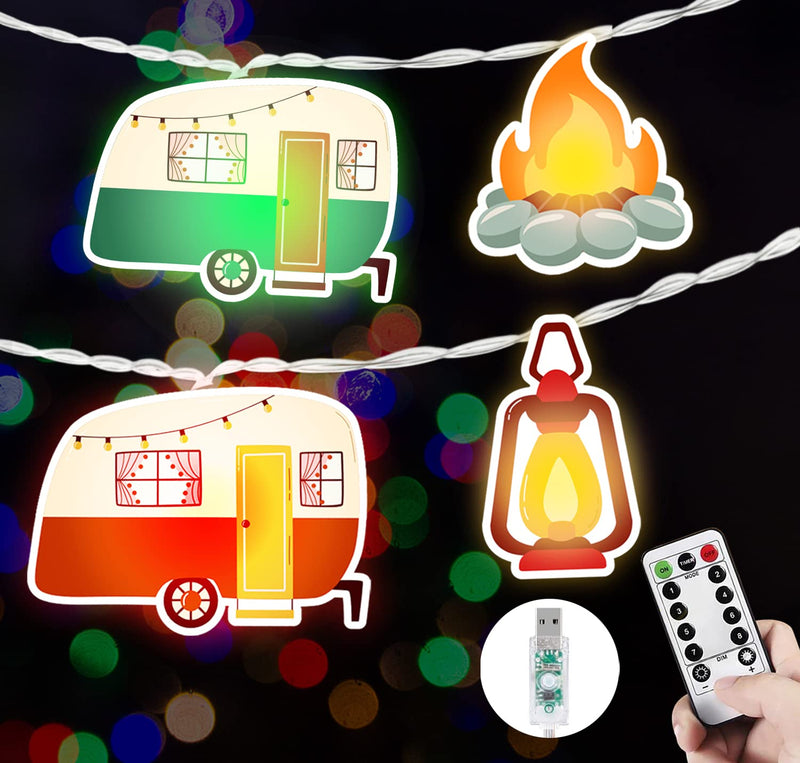 Camper String Lights RV Party Lights,16.5 ft USB Operated Lights 21 Led with Remote&Timer,Travel Trailer Party Lights Happy Camper Gifts for RV Awnings,Camping, Birthday Party