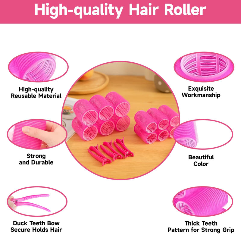 [AUSTRALIA] - 18 Pieces Rollers for Hair Volume, Velcro Rollers For Hair (Pink | Hair Rollers with Clips, Hairs Rollers with Clips for Long Medium Short Hairs Styling Hairs