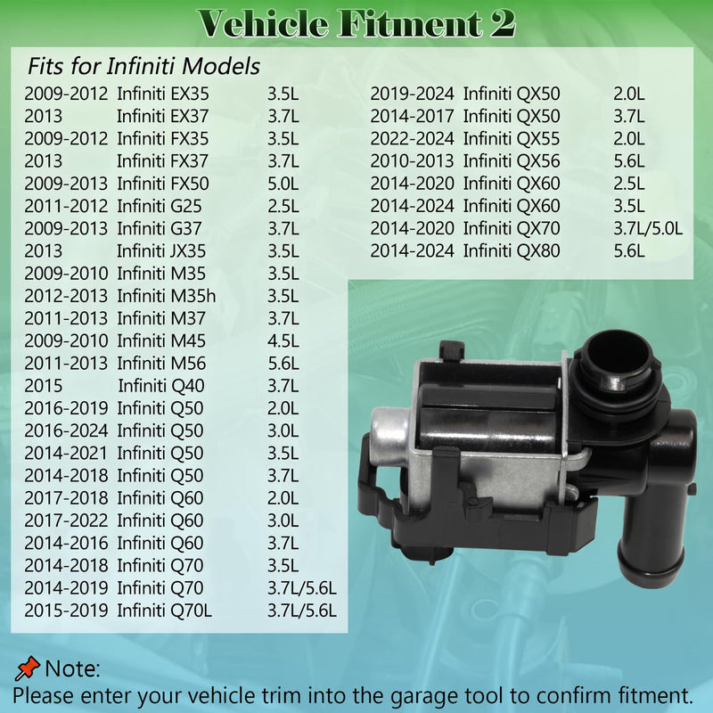 Vapor Canister Vent Valve 14935-JF00A Vent Control Solenoid Compatible with 2010-2025 Nissan Altima Maxima Murano Rogue Sentra Versa Infiniti G37 Q50 Q60 Q70 Replaces OE# 911-504 K5T45786