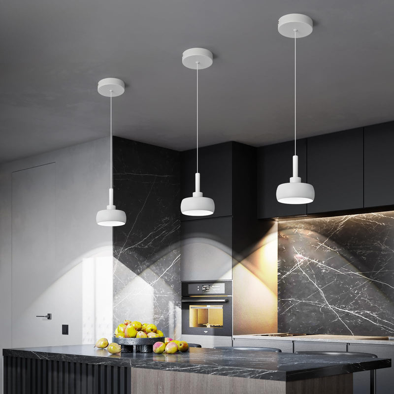Pure White Pendant Light Fixtures Kitchen Island Mini Dome Hanging Light Fixtures LED COB Source Modern Hanging Lamp for Bedroom Living Room Dining Bar(1 Pack) 1-Pack