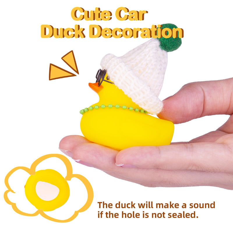 Car Rubber Duck Ornament Winter Duck Car Dashboard Decoration with Mini Beanie Hat Glasses and Scarf (E3) E3-c Glasses-pink Scarf&hat