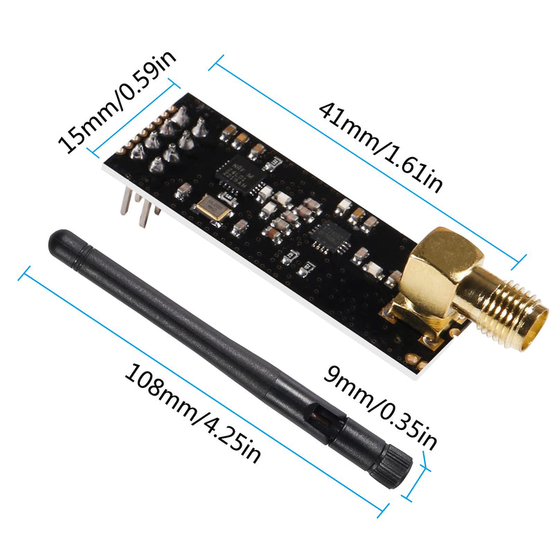 2PCS NRF24L01+PA+LNA RF Wireless Transceiver Module with SMA Antenna 2.4 GHz 1100m with 3.3V Regulator on-Board 8 Pin Socket Breakout Adapters for Arduino
