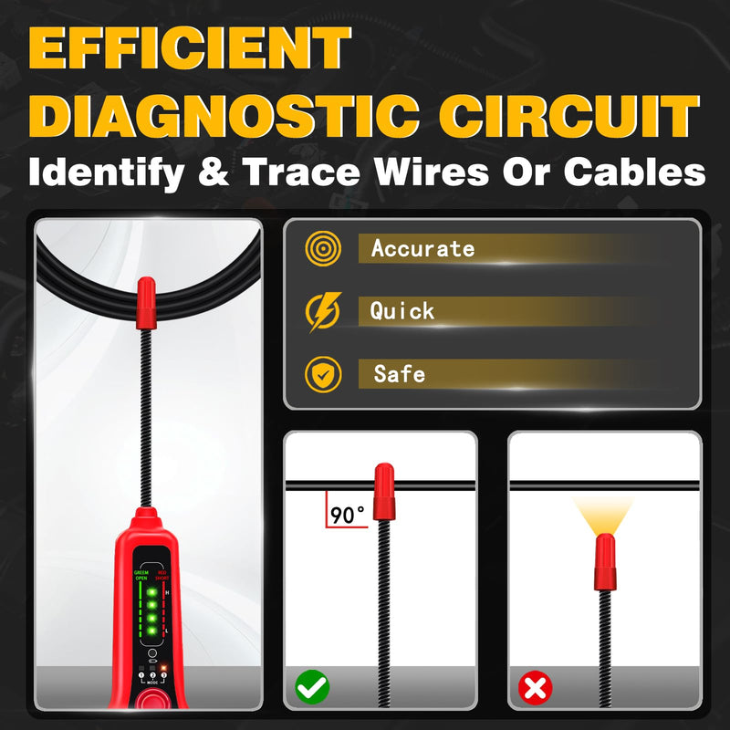 Wire Tracer Automotive Electrical Open & Short Finder Circuit Tester Wire Breaker Finder Fault Probe Cable Tracker Electrical DC 6-42V