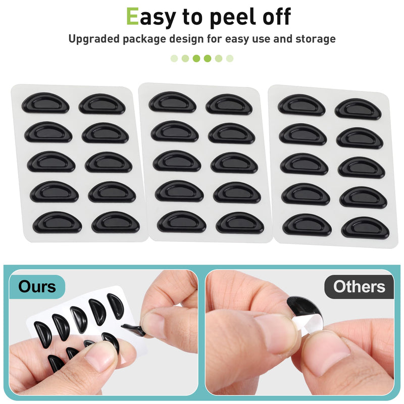 Eyeglass Nose Pads - Grip Added, Upgraded Soft Silicone Adhesive Glasses Nose Pad, Anti-Slip Nose Pads for Glasses Full Plastic Frames Sunglasses (5 Clear Pairs) 5 Pairs Clear