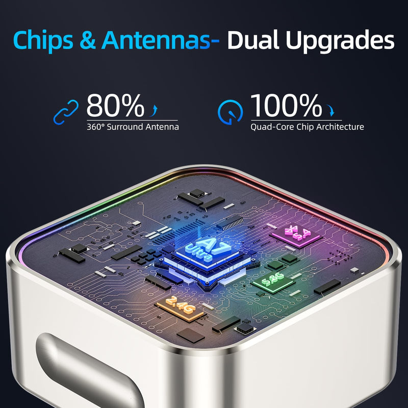 Wireless Apple CarPlay Adapter, 5.8G Quad-Core Chip No Latency, Aerospace Silicone Cooling, Zn-Alloy & Diamond Panel, Plug & Play Wired to Wireless CarPlay Adapter