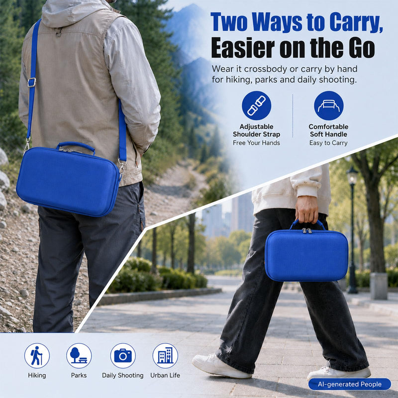 Camera Case for Canon EOS Rebel T7/R50/R100/for Sony a7iv/Mirrorless | EVA hard shell, Oxford fabric, 4 adjustable dividers and 3 mesh pockets for camera travel and home storage-Blue (Case Only) Blue