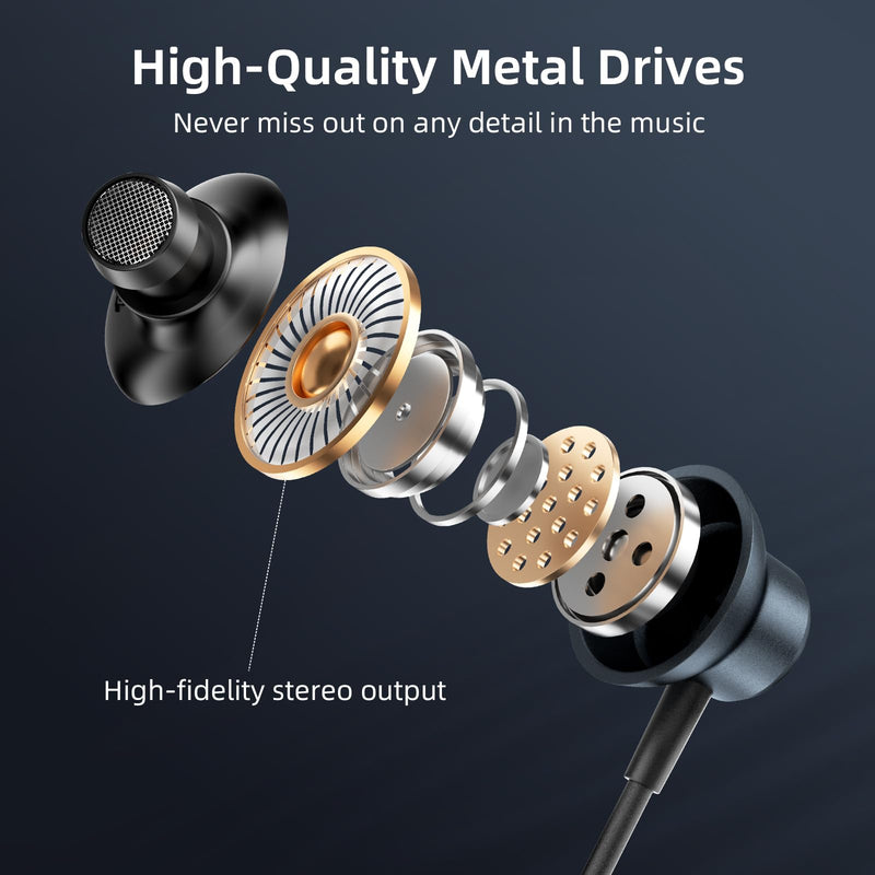 Wired Earbuds with Noise Isolating Fit, Deep Bass Stereo Wired Earphones, 3.5mm Jack Plug in Headphones with in-Line Mic for Clear Calls, Compatible with PC, Laptop, Gaming Blue