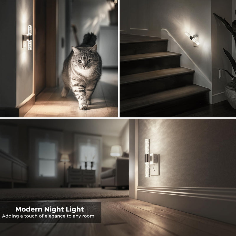 L LOHAS LED Bright Night Light, Night Lights Plug into Wall, 180° Rotating, Auto Light Sensor, Daylight White 5000K, Dimmable Nightlights for Bedroom Bathroom Hallway, 2 Pack White Base-5000K