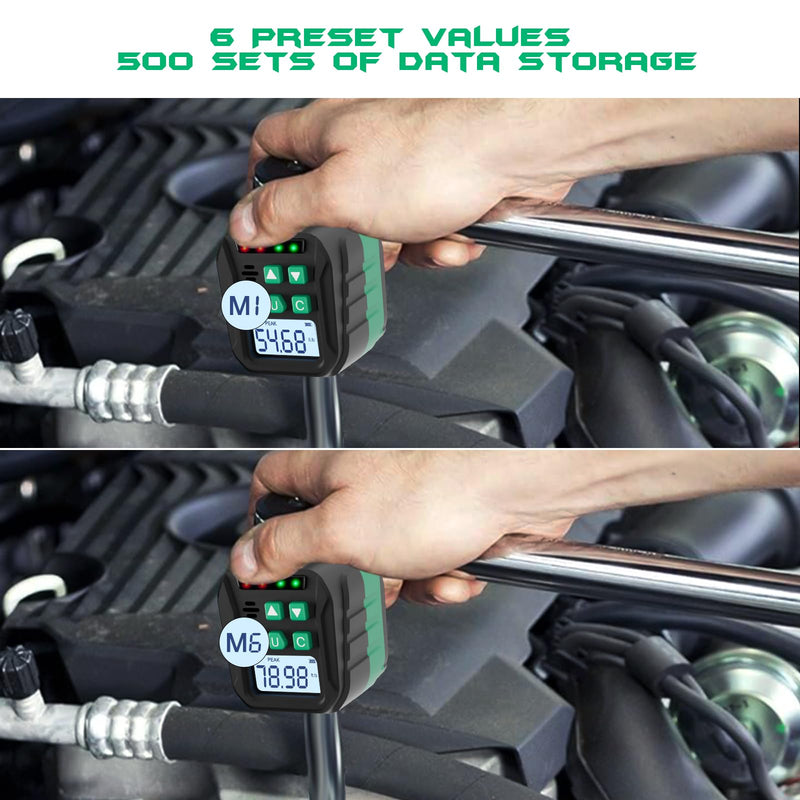1/2-Inch Digital Torque Adapter, 7.38-147.5 Ft.lb/10-200 N.m, Electronic Torque Wrench Converter with ±2% Accuracy, Preset Function, Data Storage, 3/8” & 1/4” Adapter for Bike, Moto, Car 1/2-Inch 7.38-147.5 Ft-lb/10-200 Nm