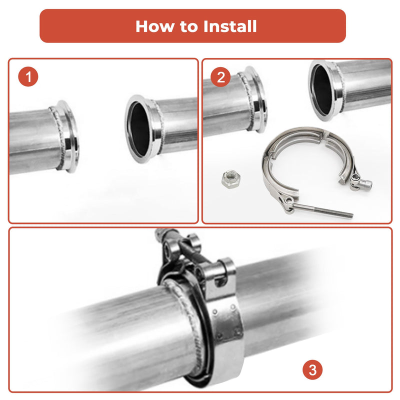 AKIHISA 4.5 Inch 304 Stainless Steel V Band Clamp, for Turbo Exhaust Down pipes Flange Kit, Racing Ford Pickup Truck Exchange Exhaust Accessories 4.5"