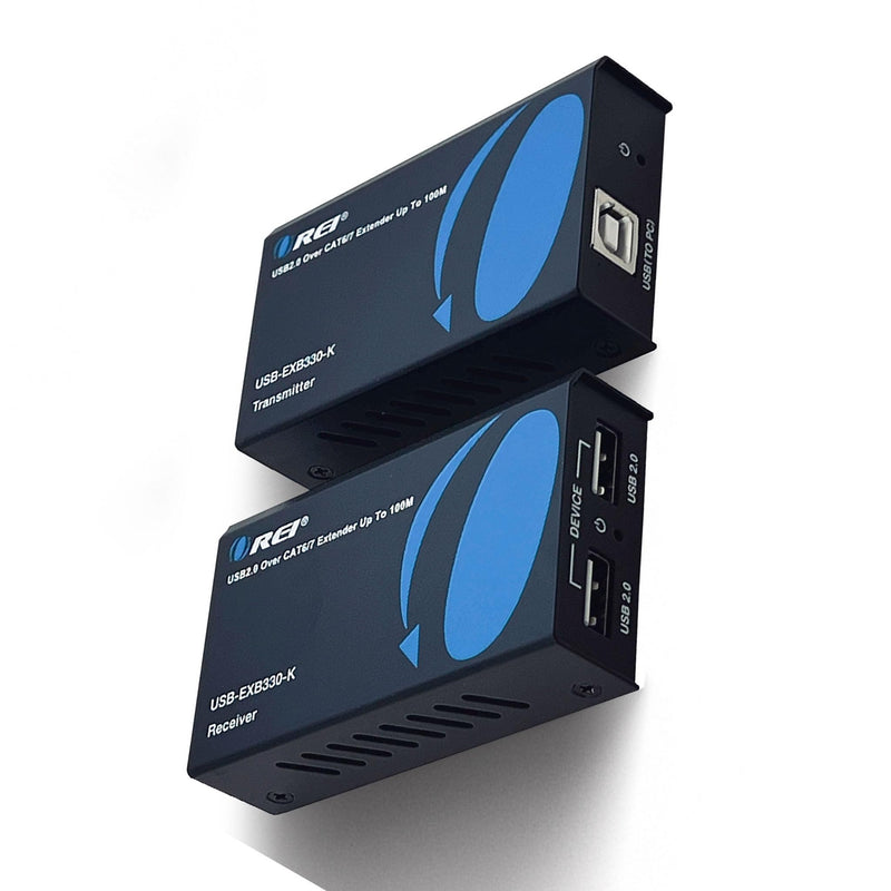 OREI USB 2.0 Over Ethernet Cat5e/6 Extender LAN Upto 330 Feet - Extends 2 Ports USB-A Signal Over LAN Ethernet - Power Over Cable for Long Distance Extension Supports All Operating System USB 2.0 - 330 Feet