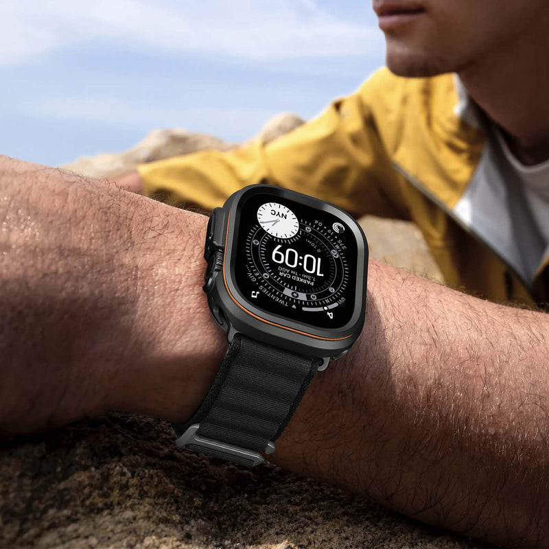 Metal Cover Compatible with Apple Watch Ultra 3/2/1 Case 49mm | 2 in 1 Protective Rugged Bumpe for iWatch Ultra 49mm (Black) Black