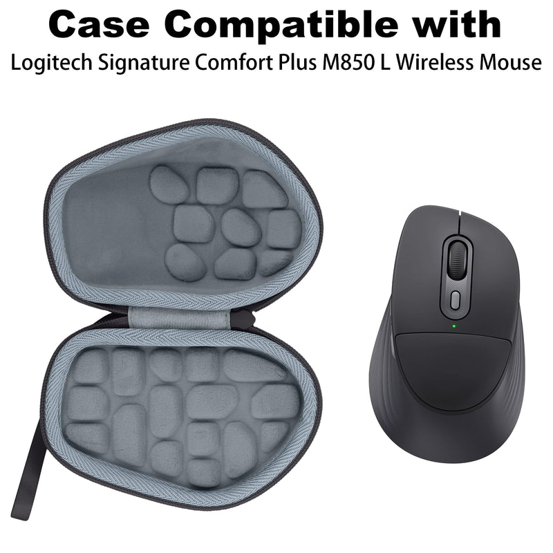 Hard Case for Logitech Signature Comfort Plus M850 L Mouse, Black | Hard EVA Shell with Anti-Shock Bubble Pad and Soft Lining Protects from Bumps and Scratches. Hand Strap Ensures Easy Carrying Black Case