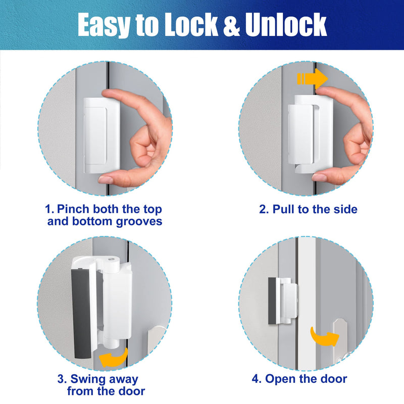 2Pack Door Reinforcement Lock Withstands 800lbs of Force - White Extra Proof Door Lock for Kids Safety Drilling Required,Prevents Unauthorized Entry,Add a Door Security Locks for Home Safety & Privacy 2