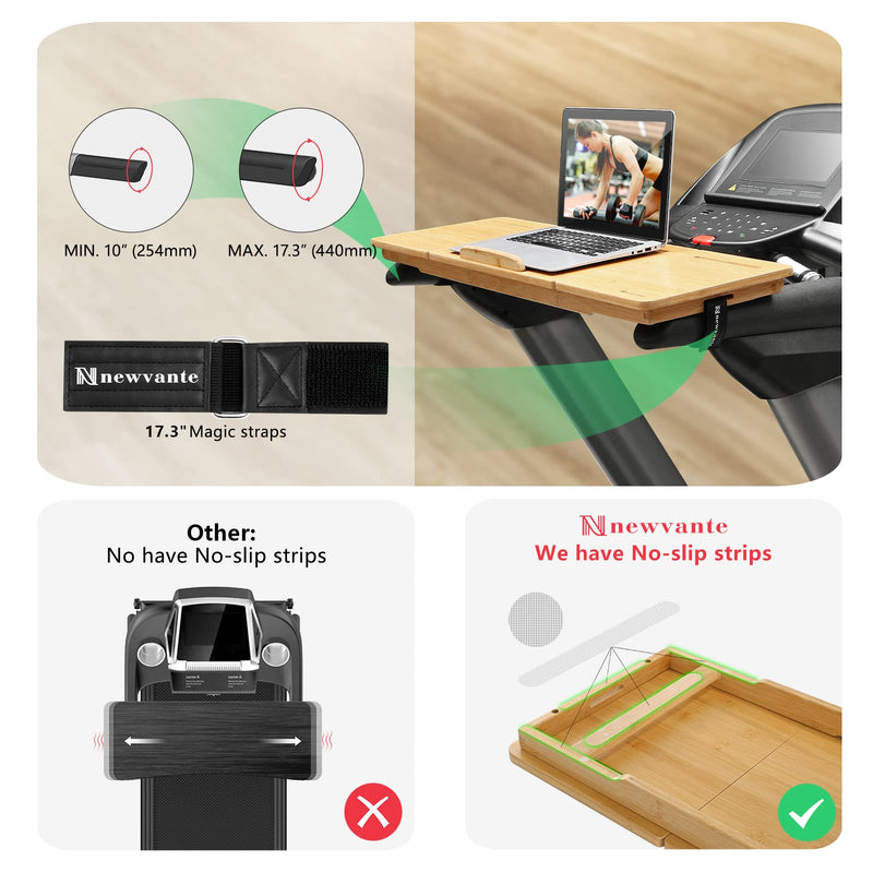 Nnewvante Treadmill Desk Attachment Bamboo Walking Laptop Stand Holder Workstation Adjustable Desktop Laptop Tray for Treadmill Natural