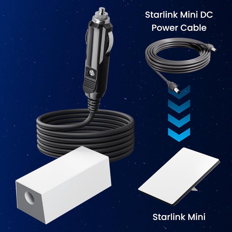 BarBaren for Starlink Mini Car Adapter, Starlink Mini 12V Adapter 30M/98FT Extended Range Cigarette Lighter Plug 12V to 36V DC Step Up Converter Power Cable for Cars gray