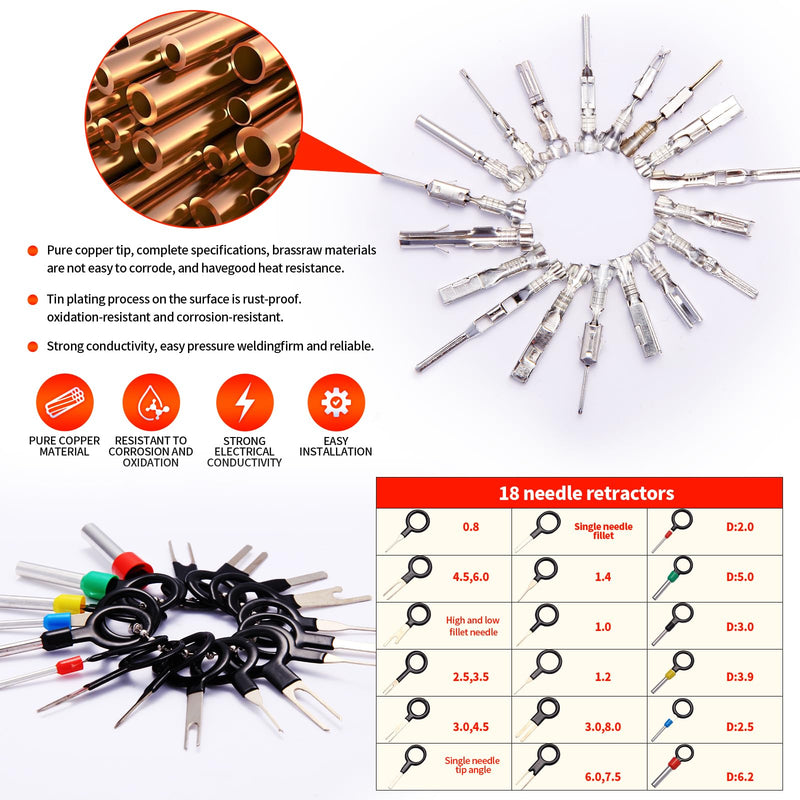 900Pcs 24Types of Pin Connector Kit and Terminal Pins with Crimping Tool | Non-Insulated Plug, 1/1.5/1.8/2.2/2.3/2.8/3.5mm Male&Female, Copper Material,Car Electrical Wire Connectors, Terminal Pins