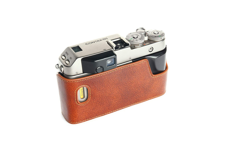 Contax G1 Case, BolinUS Handmade Genuine Real Leather Half Camera Case Bag Cover for Contax G1 Camera with Hand Strap (LavaBrown) LavaBrown