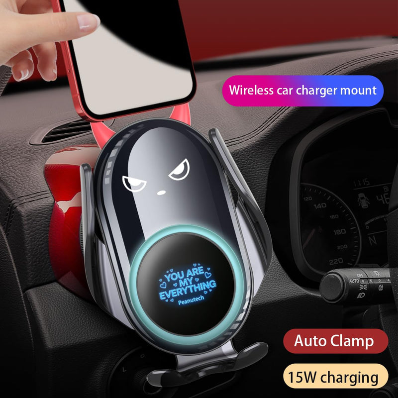 Black Demon Wireless Car Charge Holder, Cute Car Phone Mount Auto Clamp Black Demon