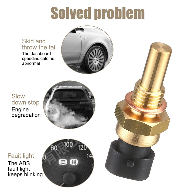 Pack-1 Car ECT Temp Sensor, Durable Waterproof Metal Engine Temperature Sensor Replacements, OEM #15404280 12191170 60811520 12608814 Compatible with Delphi (Gold)