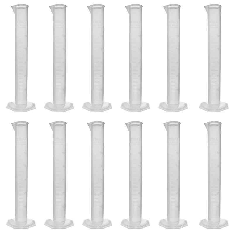 EISCO Polypropylene Graduated Cylinder, Octagonal Base, 50ml (Pack of 12)