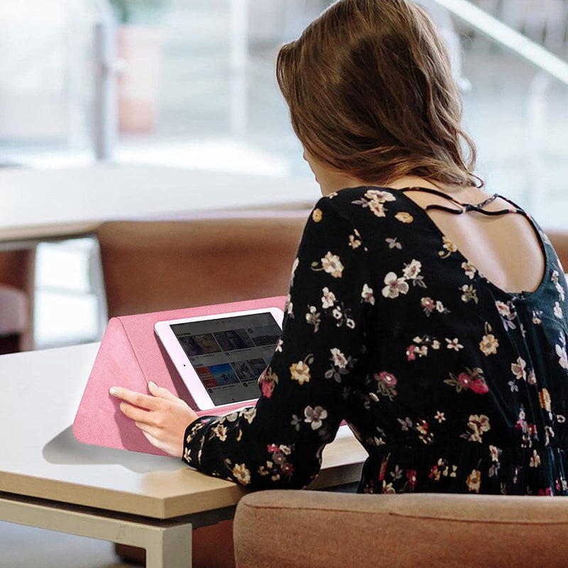 Soft Tablet Stand Pillow with Pocket,Adjustable 3 Viewing Angle,Lazy Holder for Bed Sofa,Compatible with iPads Tablets eReaders Smartphones Books Magazines Light Pink