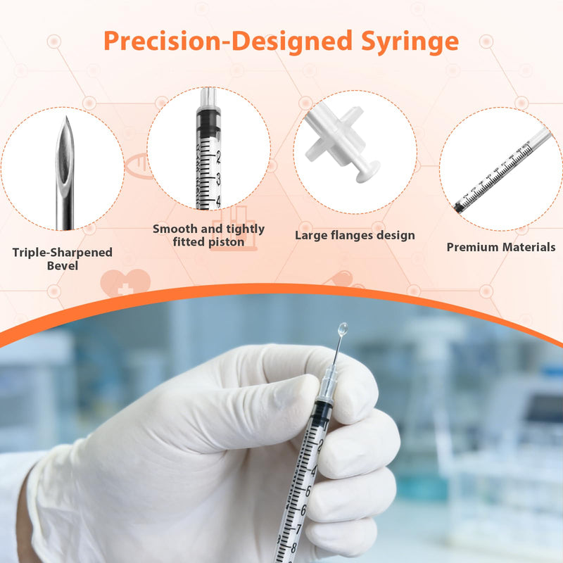 U-100 1ml 31G 5/16" (8mm) Syringe, Lab Syringes Individually Wrapped, Pack of 100 1CC 31G 5/16" 100 Pack