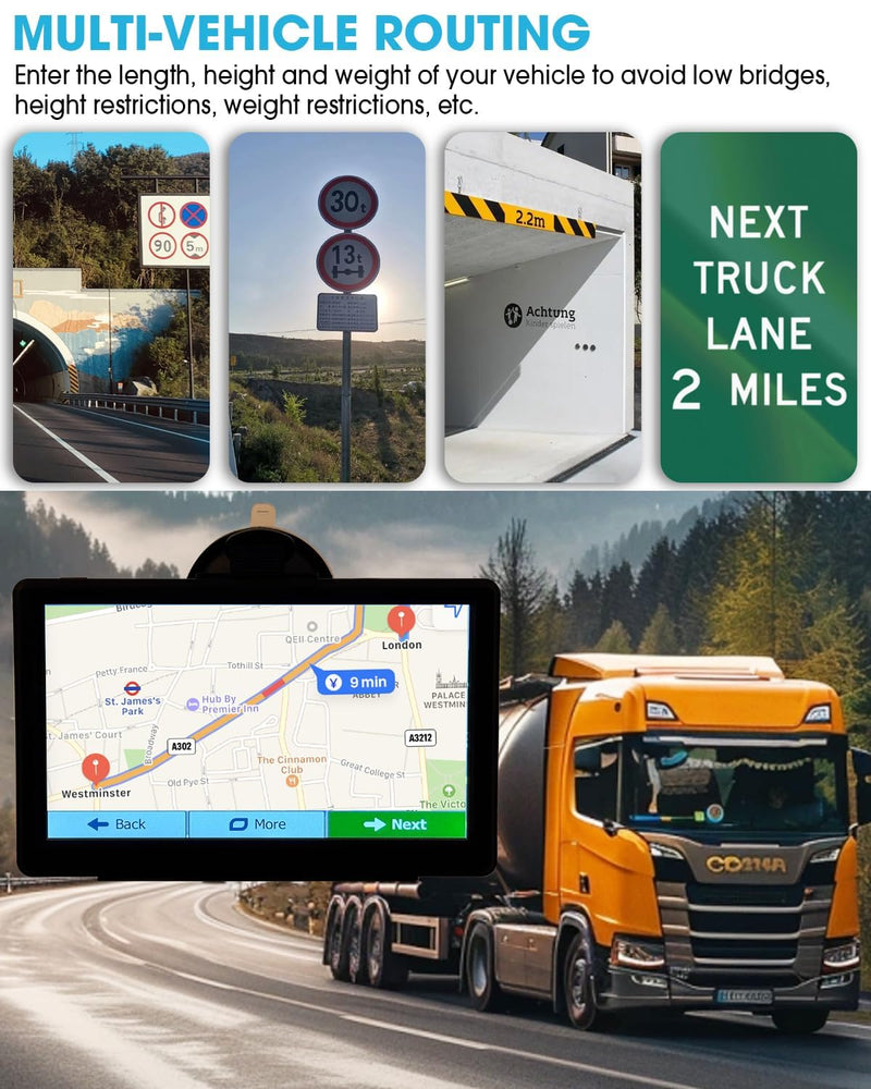 GPS Navigator for Car, 7 Inch Touchscreen, Free Lifetime Updates | Car GPS Navigation, 2026 Maps, Turn-by-Turn Voice Guidance, Speed & Red Light Warning, Truck and RV Routing Black