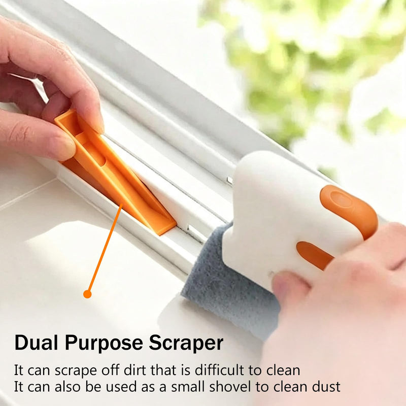 Magic Window Track Cleaning Brush, Handheld Triangular Groove Scrubber | Magic Window Track Cleaning Brush, Multifunctional Sliding Door Track Cleaner for Window, Car, Yellow