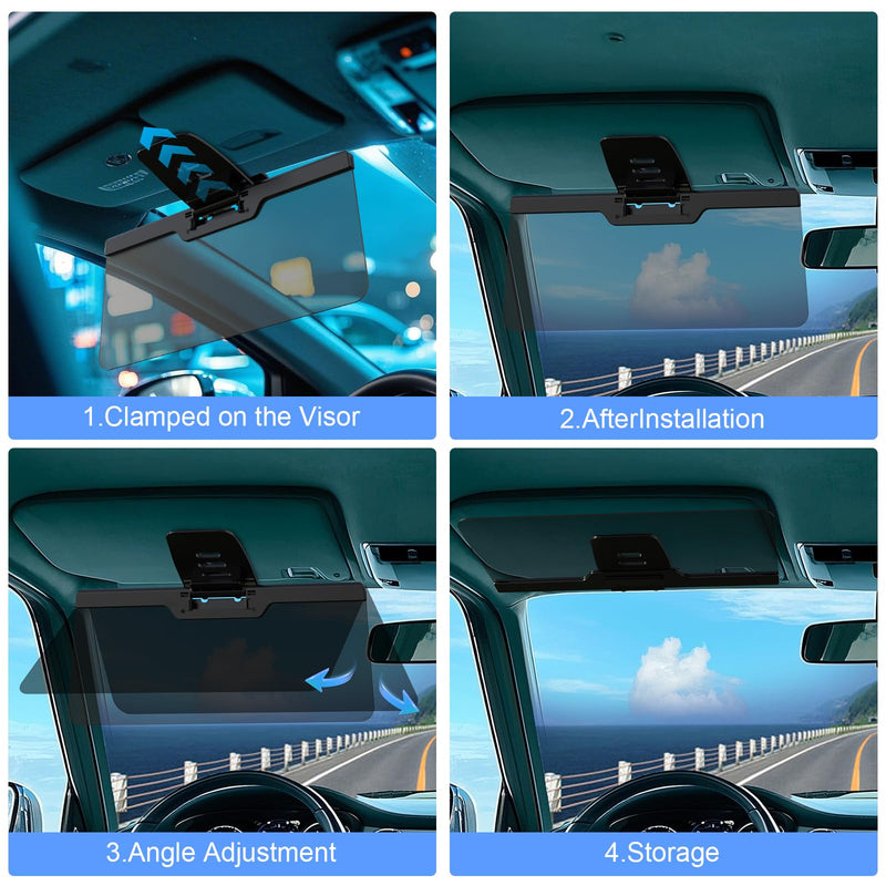 Sun Visor Extender for Car, Enhanced UV400 Anti-Glare, Adjustable Mount with PC Lens, Universal Car Anti-UV Polarized Sun Visor Extender Attachment, Anti-Snow Blind, Ensure Safe Driving