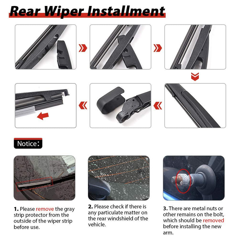 OTUAYAUTO Rear Windshield Wiper Arm Blade, Replacement for 2011-2017 Honda Odyssey OEM : 68256590AA - Back Window Wiper for Automobile Rear Wiper Arm and Blade Replacement for Honda Odyssey 2011-2017