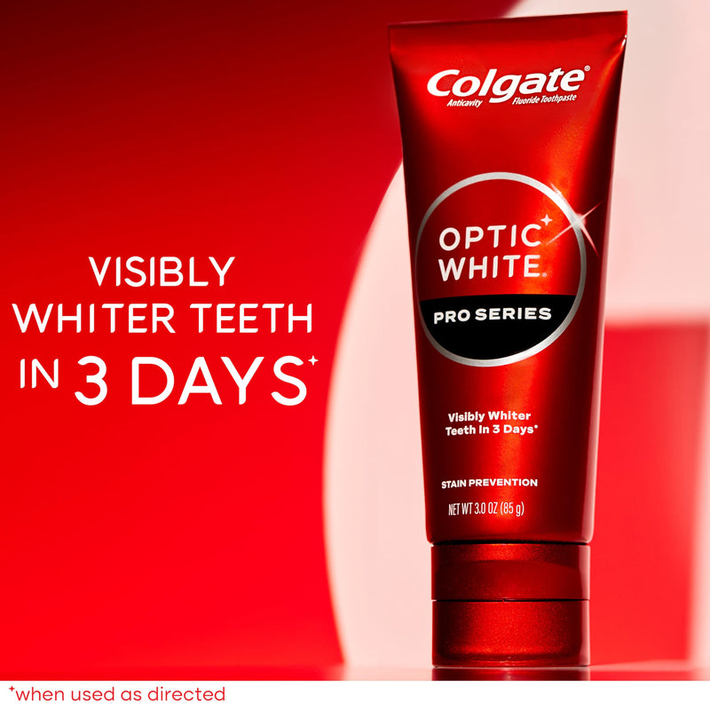 Colgate Optic White Pro Series Stain Prevention Hydrogen Peroxide Toothpaste, Teeth Whitening Toothpaste, Effectively Removes Tea, Coffee, and Wine Stains, Enamel-Safe for Daily Use, 3 Pack, 3.0 oz 1 Ounce (Pack of 3)