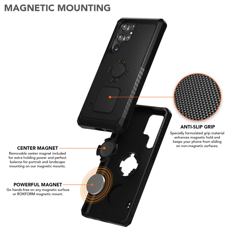 Rokform - Galaxy S22 Ultra 5G Rugged Case + Swivel Dash Phone Mount for Car, Truck, or Van