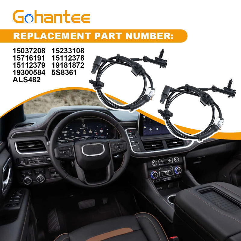 ABS Wheel Speed Sensor Front Left Right Compatible with 2000 2001 2002 2003 2004 2005 2006 Chevy Silverado Avalanche Suburban Express Tahoe GMC Sierra Yukon XL Savana Cadillac Escalade 15037208 ALS482