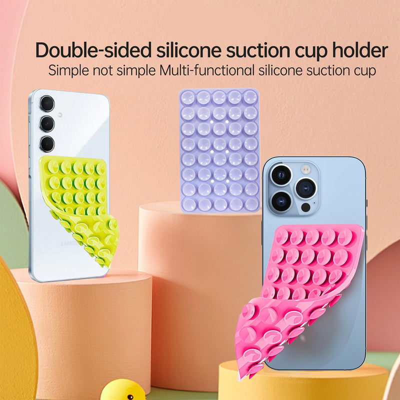 1 Pack Silicone Suction Cup Phone Case Mount Double Sided, Phone Accessories Non Slip Suction Cup Phone Mount for Selfies and Videos, Silicon Phone Stand Sticky for iPhone and Android (White) White