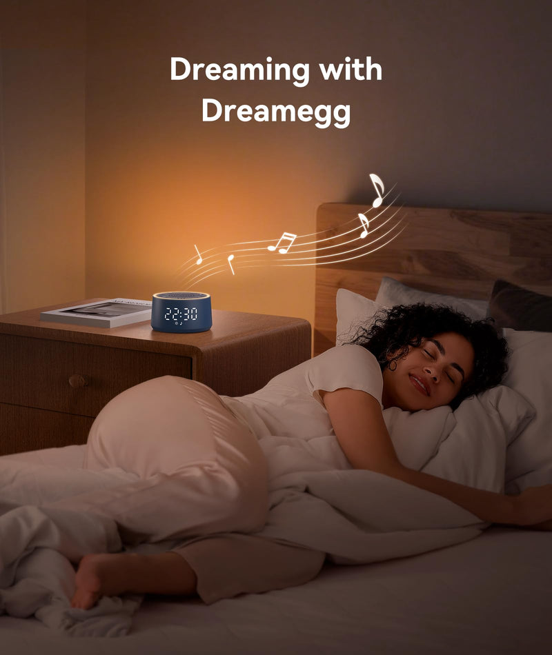 Dreamegg Sound Machine & Alarm Clock - White Noise Machine with 7 Wake-Up Sounds, 0-100% Dimmable, Night Light, Sound Machine for Sleeping, Office, Home, Travel Essentials Gift, Navy Palm-sized (D1 Nova)