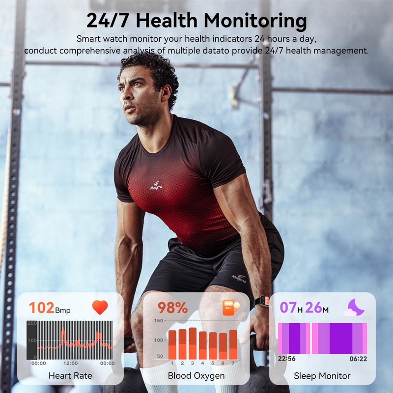 Smart Watch for Men - 1.85" HD 2026 Upgraded Fitness Tracker Bluetooth Call and Text Smartwatch with 7 Day Battery 5 ATM Waterproof Heart Rate Sleep Monitor 130+ Sport Modes for Android & iOS (Black) Black