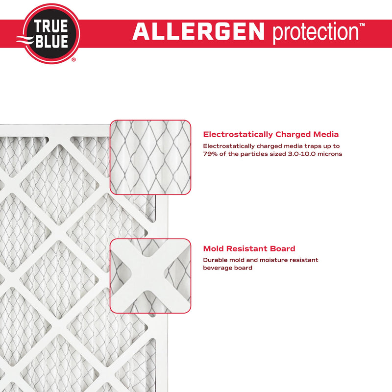 True Blue 15x20x1 MERV 11 Allergen Air Filter (4-Pack) | Electrostatic Pleated HVAC Furnace Air Filter | Replacement Filter for Home Use | Made in USA 15" x 20" x 1"