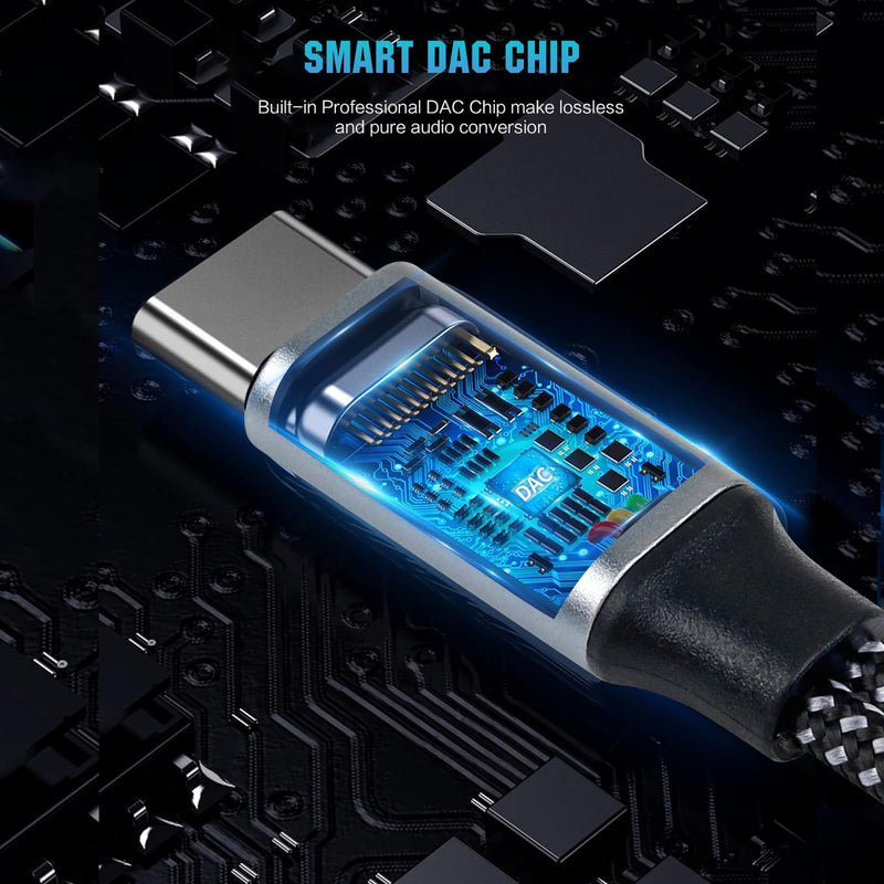 USB-C to 3.5mm Headphone Adapter, Supports 60W PD Fast Charging, 3-in-1 Type-C to AUX, Type-C Audio Interface and USB-C Charging, Hi-Fi DAC Sound Quality, Compatible with iPhone 15 and Samsung S24.