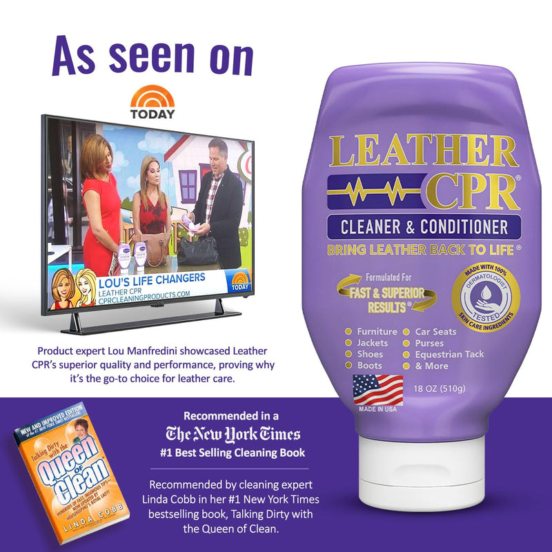 Leather CPR Cleaner & Conditioner 18oz - Cleans, Conditions, Restores & Protects Leather Furniture, Handbags, Car Seats, Interior, Jackets, Boots, Purses, Shoes, Couch, Saddles, Tack & More 18 Ounce (Pack of 1)