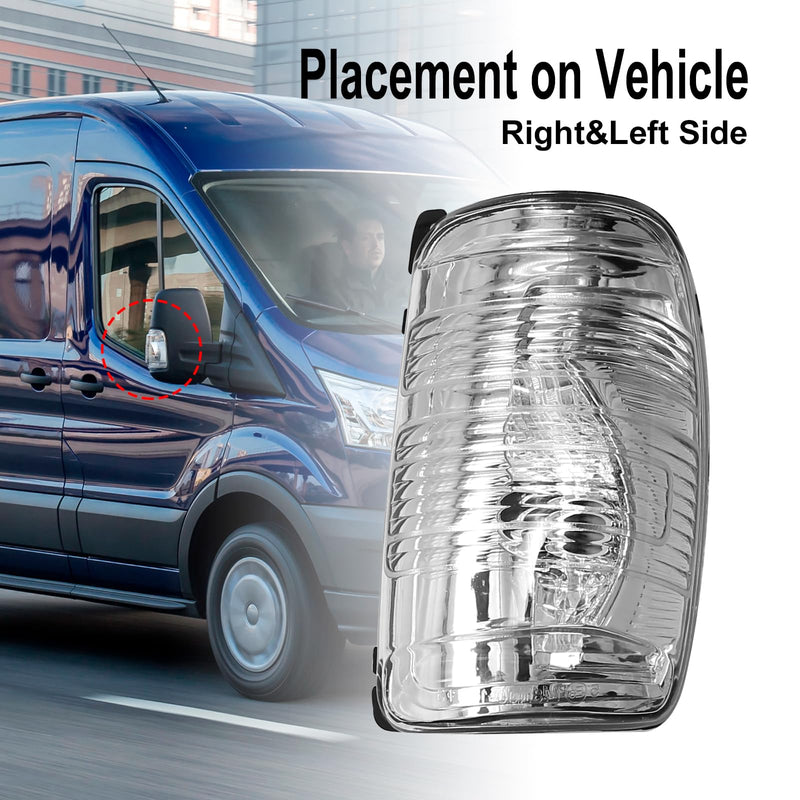 2 PCS Wing Mirror Left Driver & Right Passenger Side Turn Signal Light Indicator Lamp Lens Cover Replacement for Ford Transit T150 250 350 2015-2021 MK8 2014 Onwards Replace# 1847387 1847389 Left & Right SIde