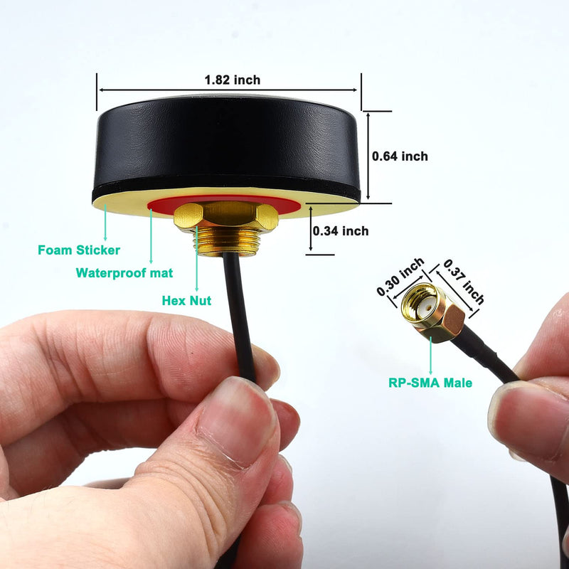 Dual Band 2.4 5.8 GHz WiFi Antenna, 5dBi Mini Omni-Directional RP-SMA Male Antenna 10ft Cable w/SMA Male to RPSMA Female Adapter for WiFi Router Hotspot Wireless Network Card 10ft /3m
