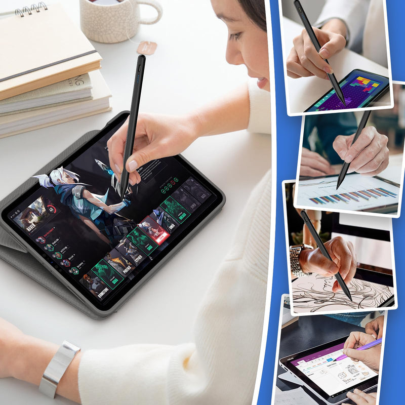 Active Stylus Pen for Touchscreen Android iPhone Tablet Phone，Touch Screen Pen for iPhone/iPad/Pencil/Samsung/iOS/Lenovo/Huawei/Vivo - Black For iPhone/Android/iOS/iPad I - Black - Universal 4 lights
