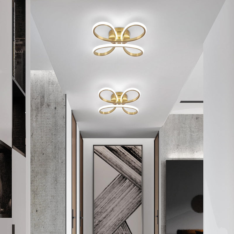 ADISUN Modern LED Ceiling Light, 6000K Semi Flush Mount Ceiling Light Fixture, Modern Ceiling Lights for Hallway Bedroom Corridor Aisle Bathroom Indoor Ceiling Lamp (L14.56*W14.56*H2.4) Gold