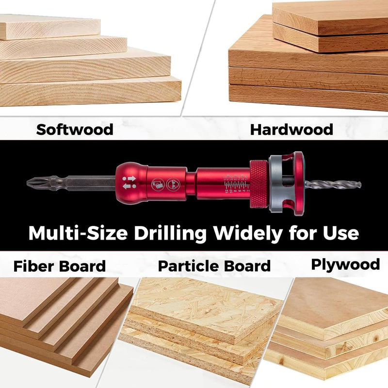 Countersink Drill Bit Set 9-Piece - 82° TCT Carbide Bits | Adjustable Depth Stop, 1/4" Hex Shank for Woodworking, Wood, Plywood, MDF, Metal, Plastic + Storage Case & Wrench Countersink Drill Bit -PRO