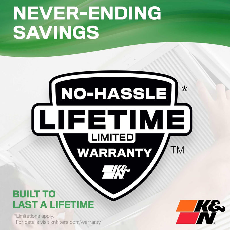 K&N 10x20x1 HVAC Furnace Air Filter, Lasts a Lifetime, Washable, Merv 11, the Last HVAC Filter You Will Ever Buy, Breathe Safely at Home or in the Office, HVC-11020 11" x 20" x 1"